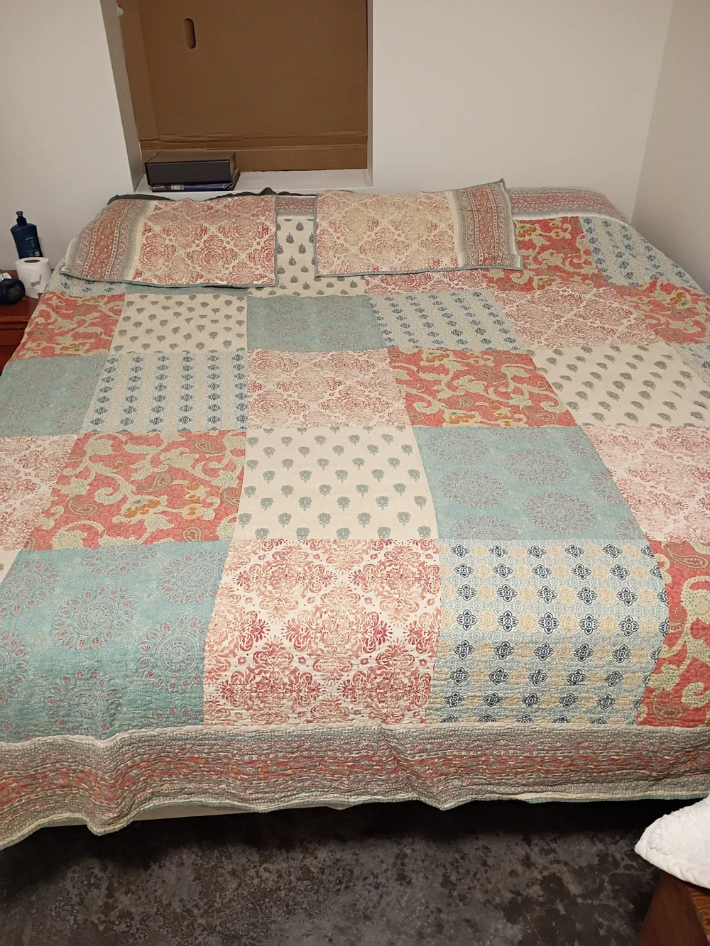 Jessica Simpson Coral and Teal Patchwork Quilt Set